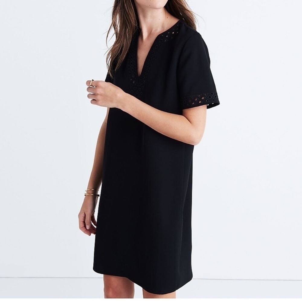 Madewell Ballad Tunic Dress Black Eyelet F8760 00
